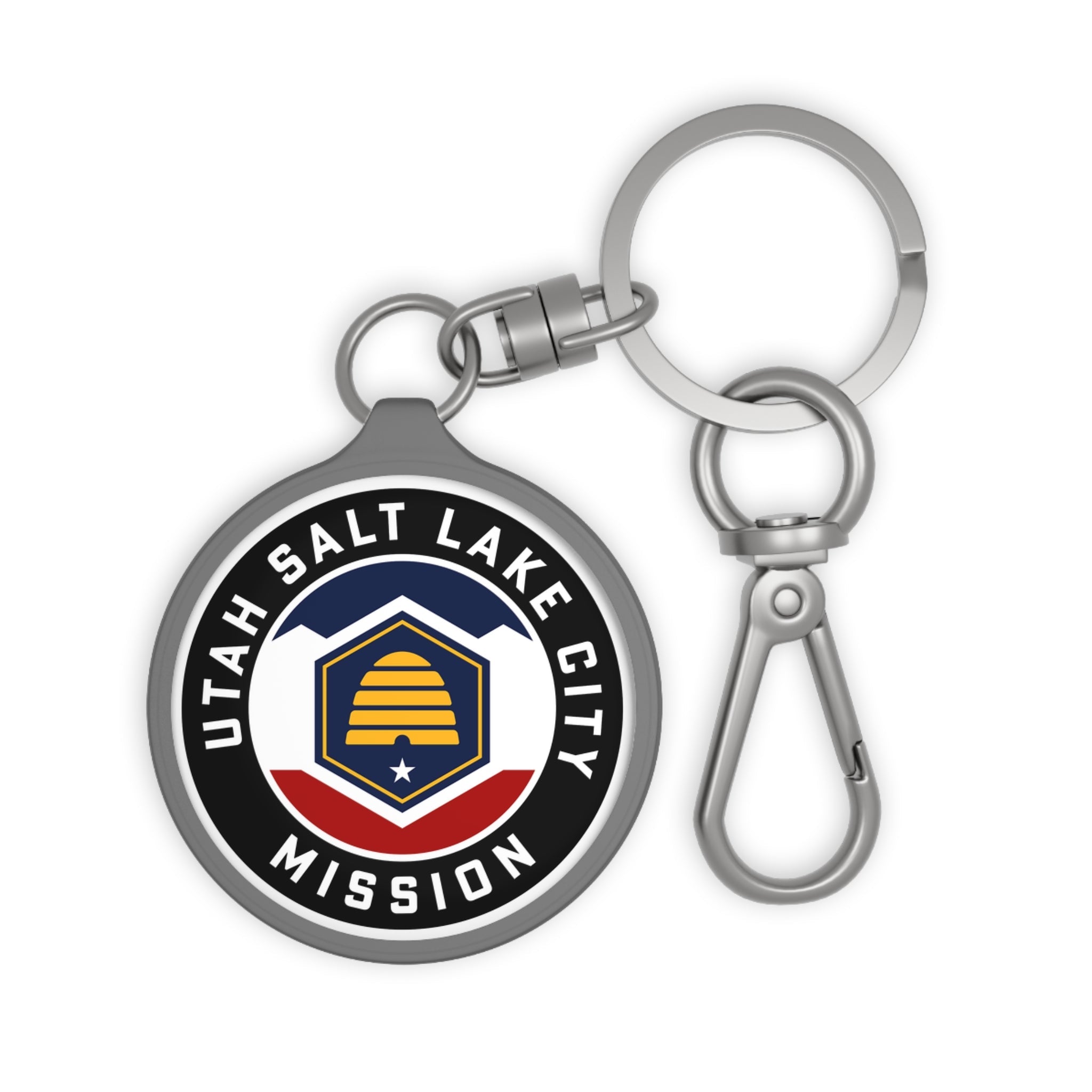Utah Salt Lake City Mission State Flag Logo Key Tag - Latter-Day Saint LDS Missionary Gift - Book of Mormon