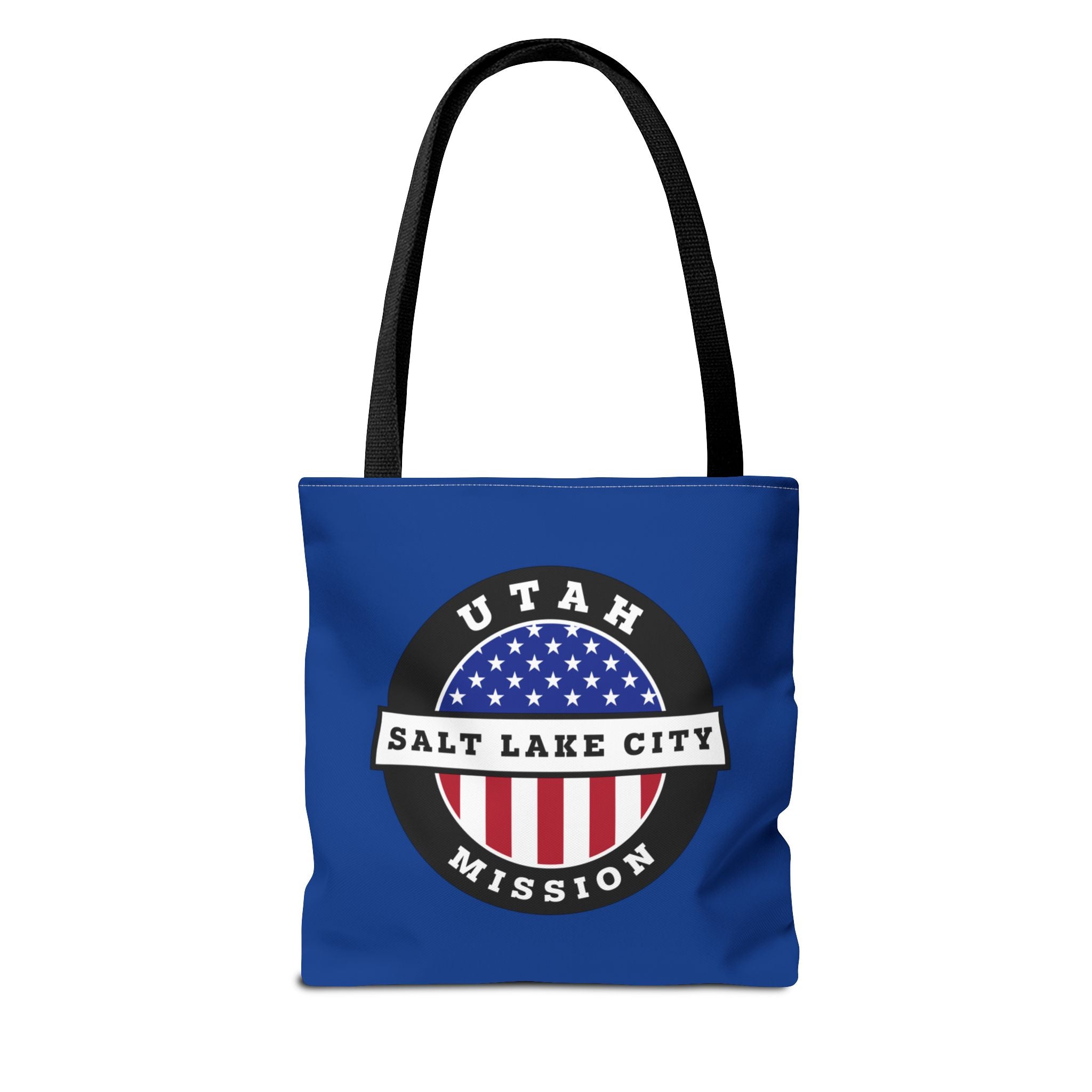 Utah Salt Lake City Mission USA Flag Logo Tote Bag Blue - Latter-Day Saint LDS Missionary Gift - Book of Mormon