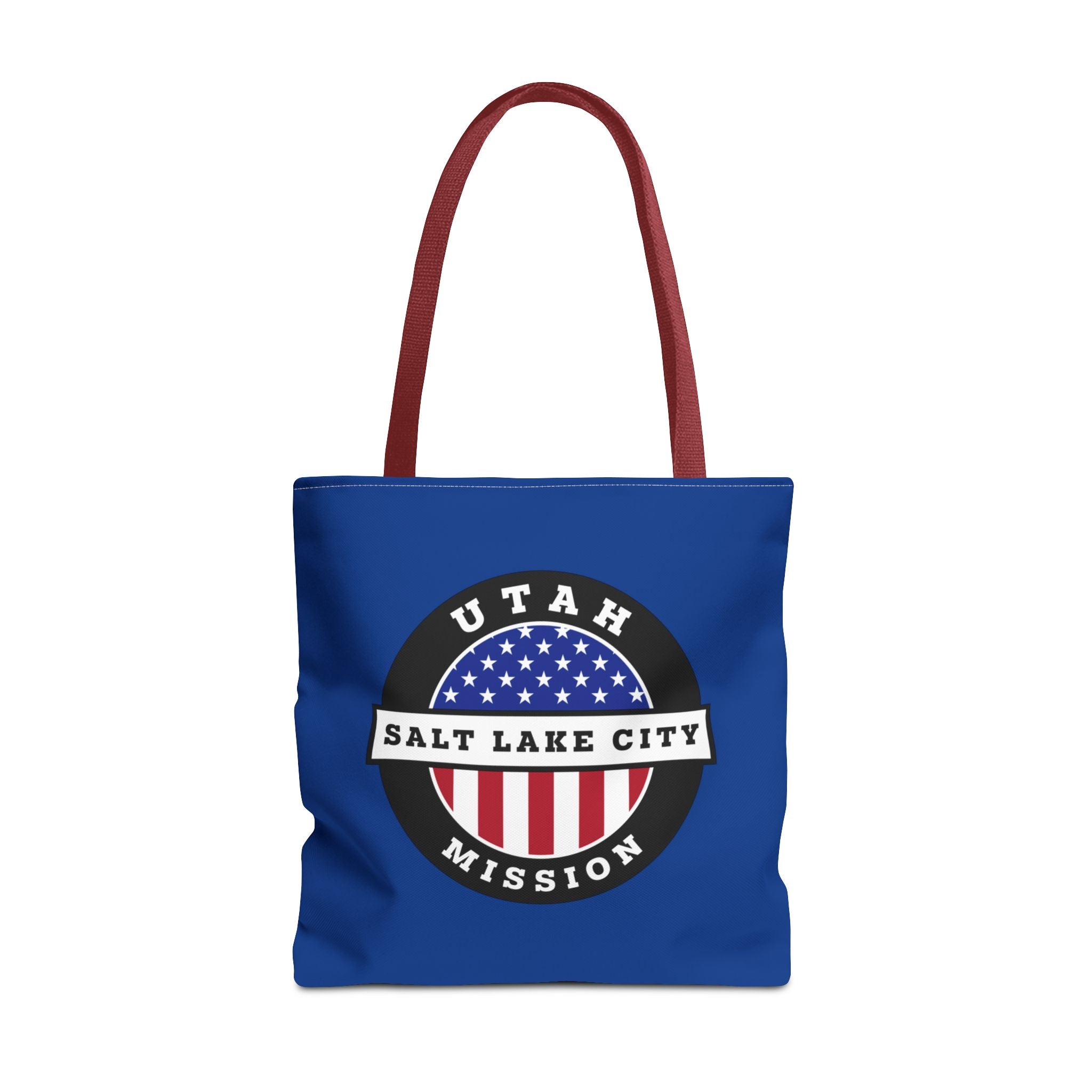 Utah Salt Lake City Mission USA Flag Logo Tote Bag Blue - Latter-Day Saint LDS Missionary Gift - Book of Mormon