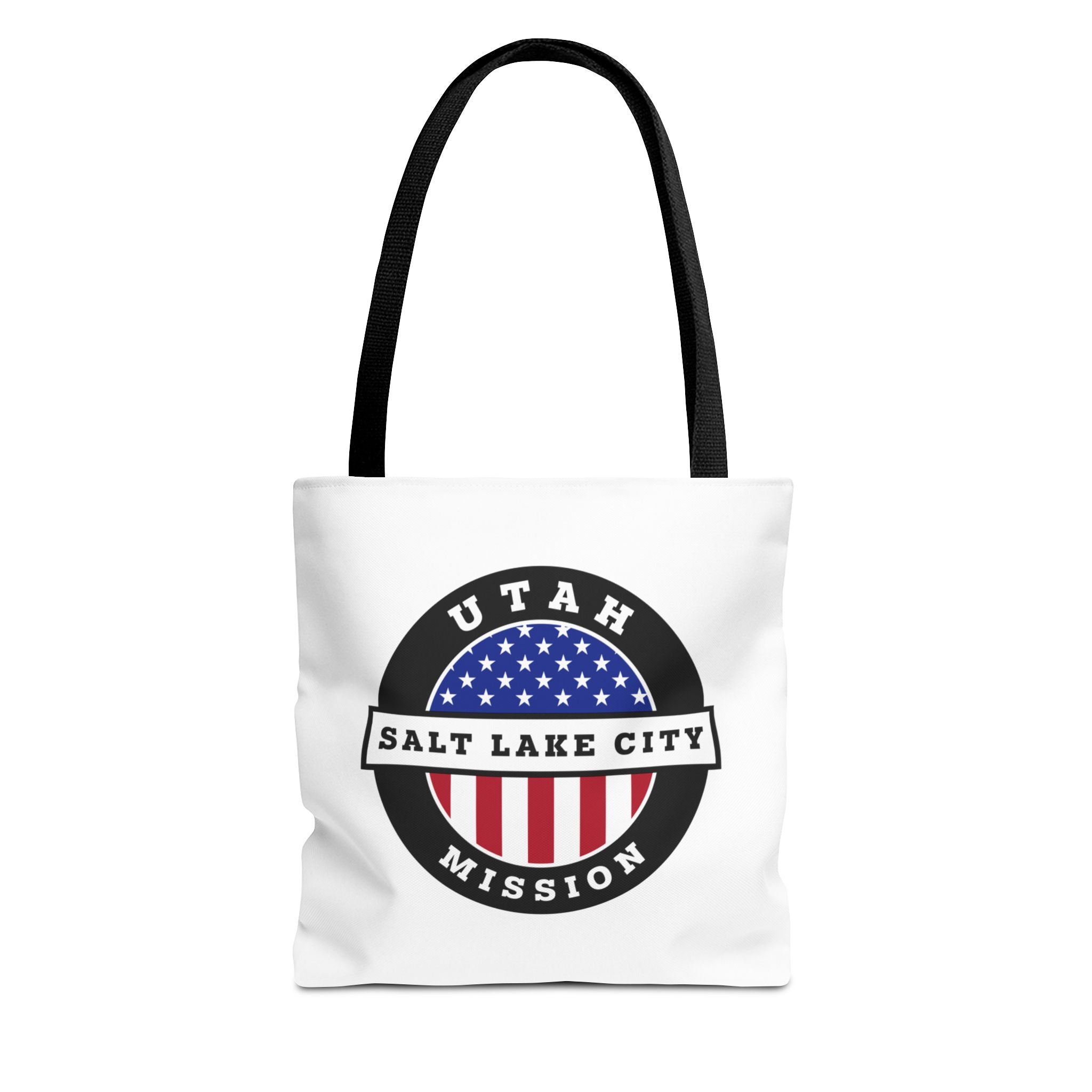 Utah Salt Lake City Mission USA Flag Logo Tote Bag White - Latter-Day Saint LDS Missionary Gift - Book of Mormon