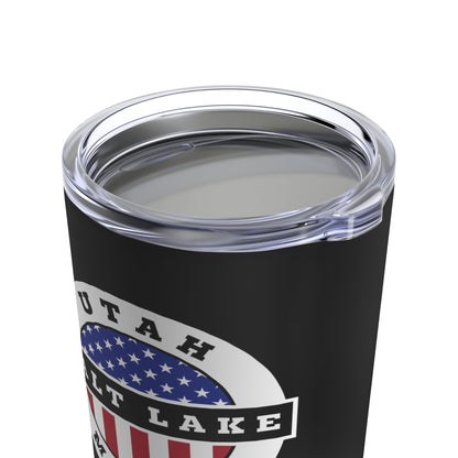 Utah Salt Lake City Mission USA Flag Logo Tumbler 20oz Black - Latter-Day Saint LDS Missionary Gift - Book of Mormon