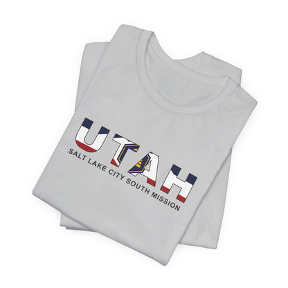 Utah Salt Lake City South Mission Flag Title T-shirt - Latter-Day Saint LDS Missionary Gift - Book of Mormon