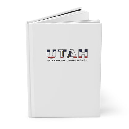 Utah Salt Lake City South Mission Flag Title White Hardcover Journal Matte - Latter-Day Saint LDS Missionary Gift - Book of Mormon