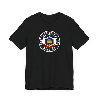 Utah Salt Lake City South Mission State Flag Logo (Black Border) T-shirt - Latter-Day Saint LDS Missionary Gift - Book of Mormon