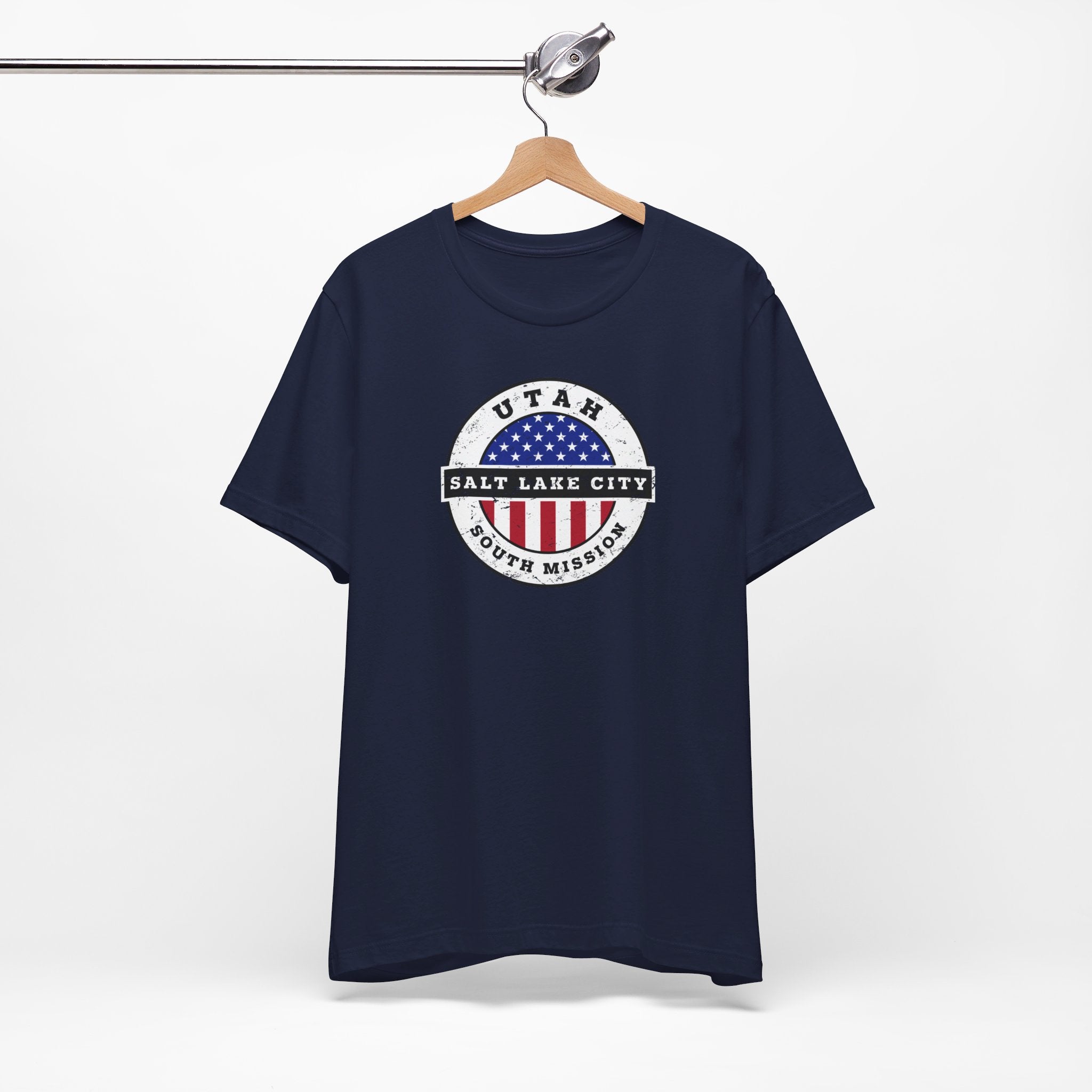 Utah Salt Lake City South Mission Vintage Circular USA Flag T-Shirt - Latter-Day Saint LDS Missionary Gift - Book of Mormon