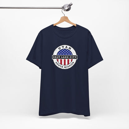 Utah Salt Lake City South Mission Vintage Circular USA Flag T-Shirt - Latter-Day Saint LDS Missionary Gift - Book of Mormon
