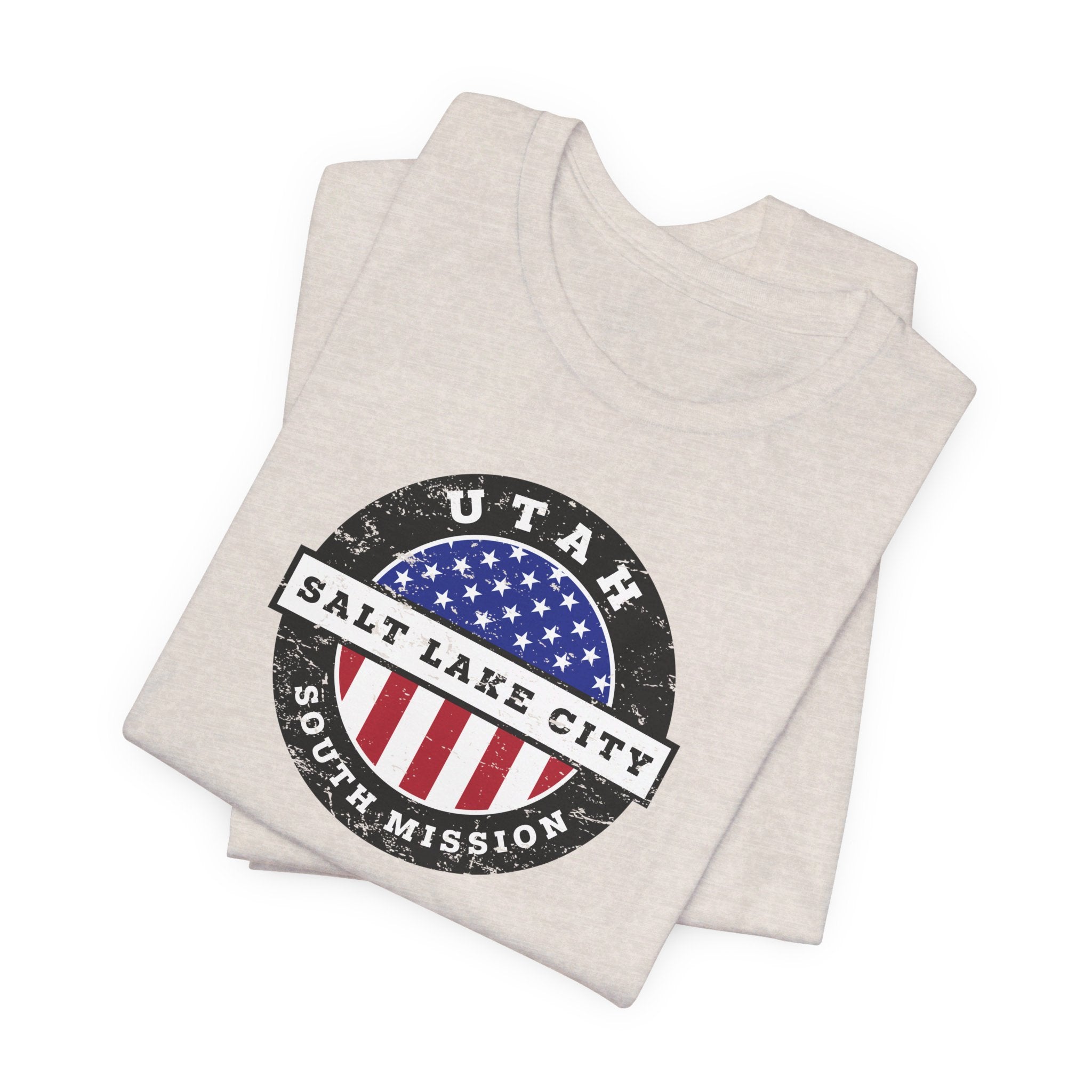 Utah Salt Lake City South Mission Vintage Circular USA Flag T-Shirt - Latter-Day Saint LDS Missionary Gift - Book of Mormon