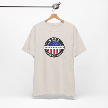 Utah Salt Lake City South Mission Vintage Circular USA Flag T-Shirt - Latter-Day Saint LDS Missionary Gift - Book of Mormon