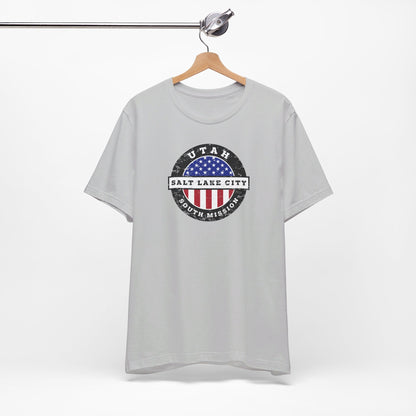Utah Salt Lake City South Mission Vintage Circular USA Flag T-Shirt - Latter-Day Saint LDS Missionary Gift - Book of Mormon