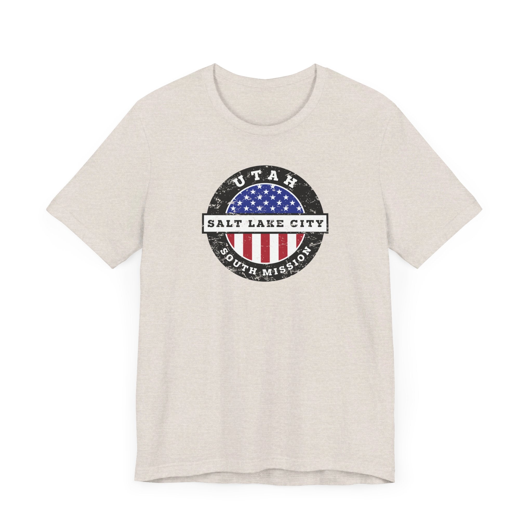 Utah Salt Lake City South Mission Vintage Circular USA Flag T-Shirt - Latter-Day Saint LDS Missionary Gift - Book of Mormon