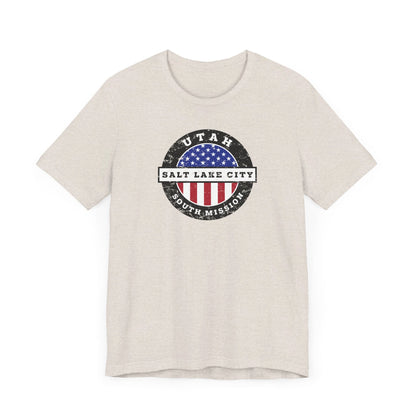 Utah Salt Lake City South Mission Vintage Circular USA Flag T-Shirt - Latter-Day Saint LDS Missionary Gift - Book of Mormon