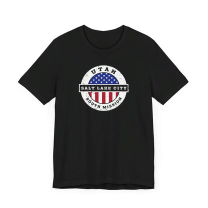 Utah Salt Lake City South Mission Vintage Circular USA Flag T-Shirt - Latter-Day Saint LDS Missionary Gift - Book of Mormon