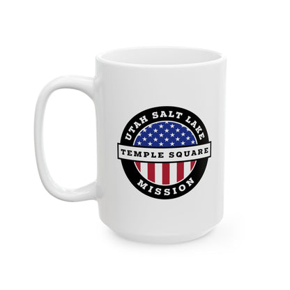 Utah Salt Lake City Temple Square Mission Circular Flag White Ceramic Mug - Latter-Day Saint LDS Missionary Gift - Book of Mormon