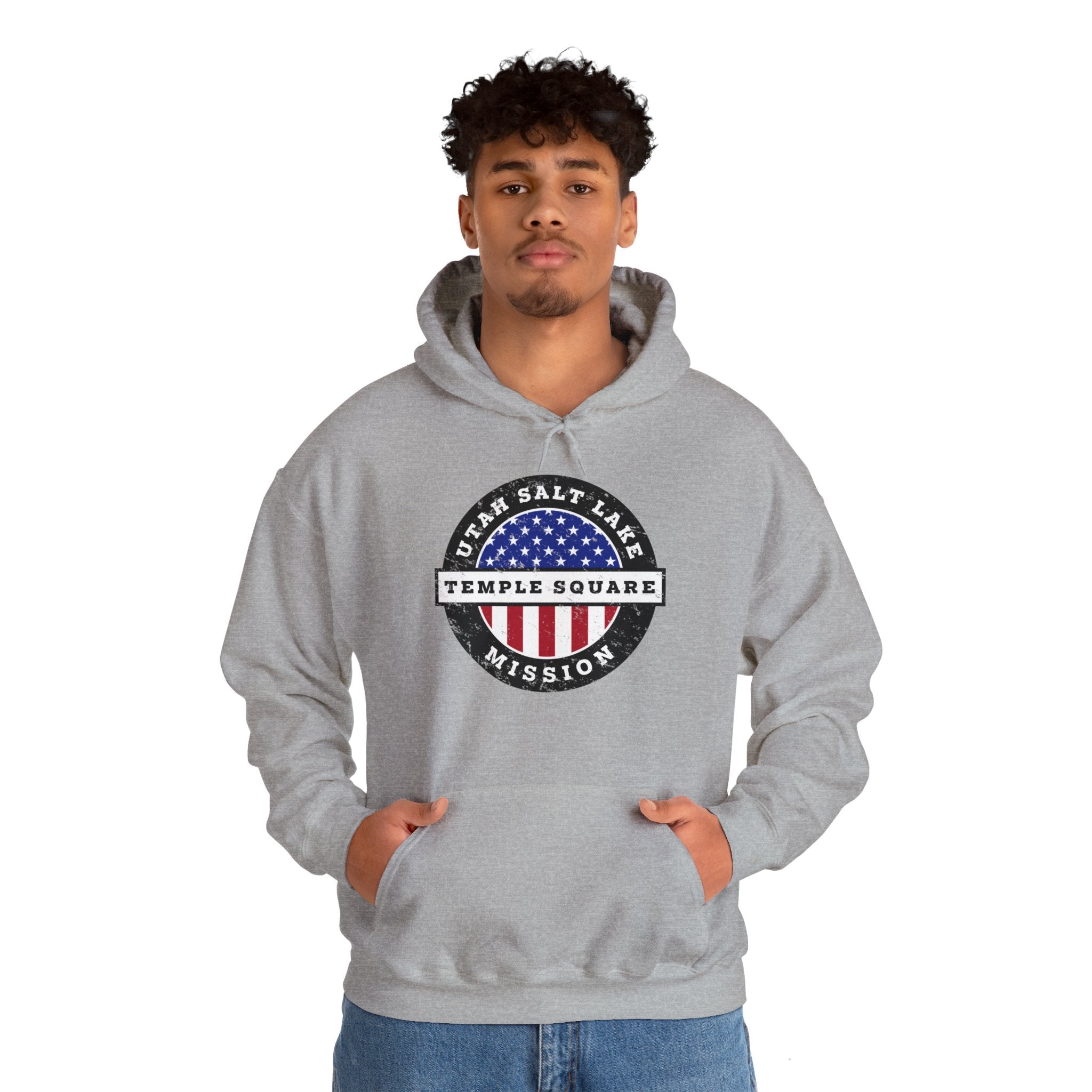 Utah Salt Lake City Temple Square Mission Circular USA Flag Hoodie - Latter-Day Saint LDS Missionary Gift - Book of Mormon