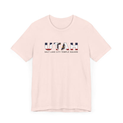 Utah Salt Lake City Temple Square Mission Flag Title T-shirt - Latter-Day Saint LDS Missionary Gift - Book of Mormon