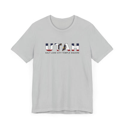 Utah Salt Lake City Temple Square Mission Flag Title T-shirt - Latter-Day Saint LDS Missionary Gift - Book of Mormon