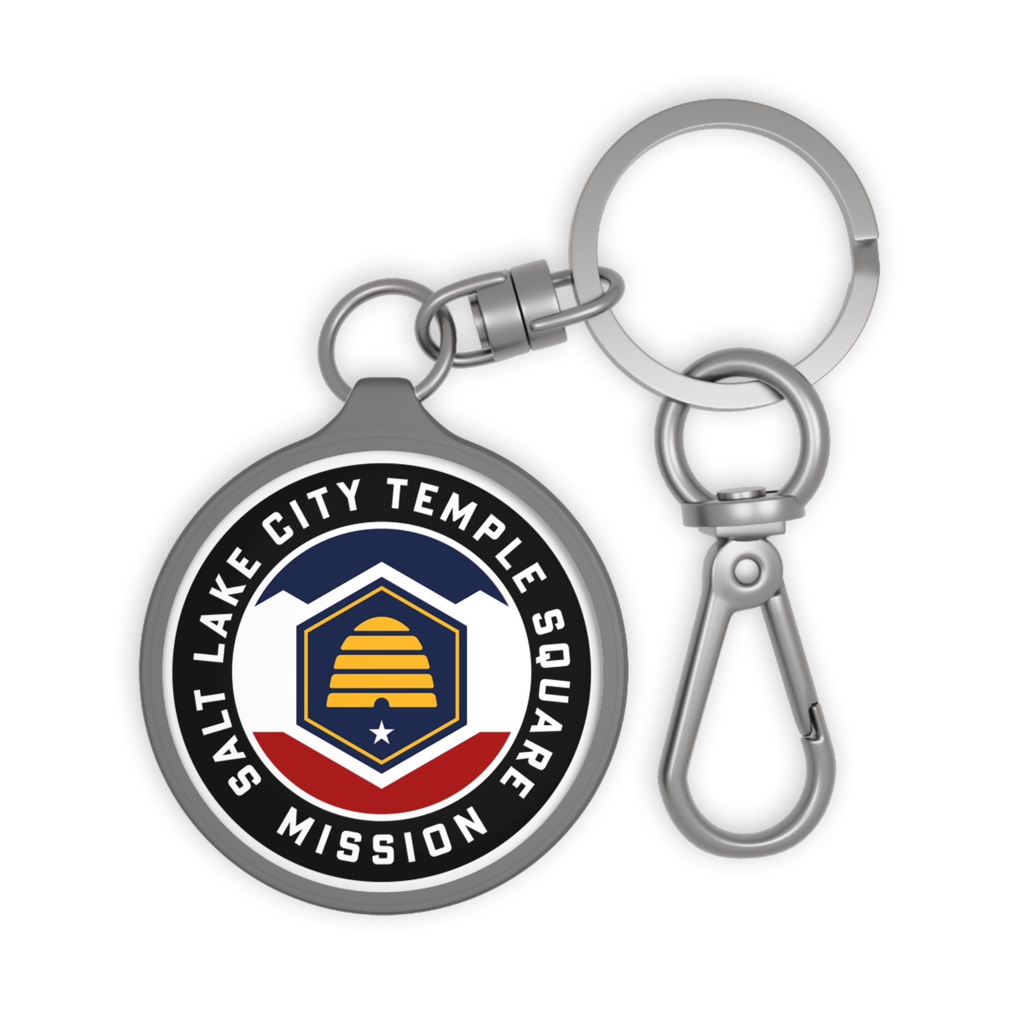 Utah Salt Lake City Temple Square Mission State Flag Logo Key Tag - Latter-Day Saint LDS Missionary Gift - Book of Mormon
