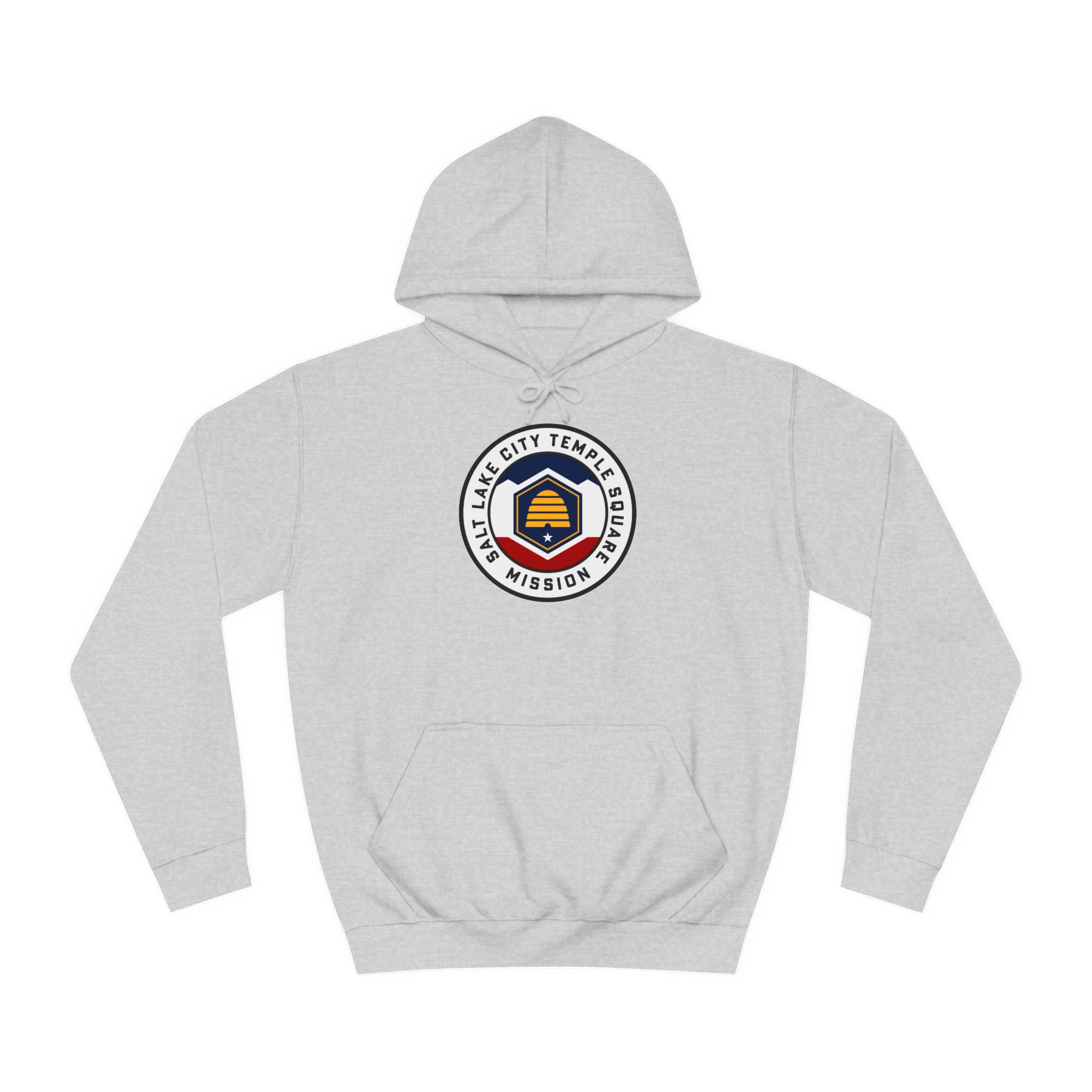 Utah Salt Lake City Temple Square Mission State Flag Logo (White Border) College Hoodie