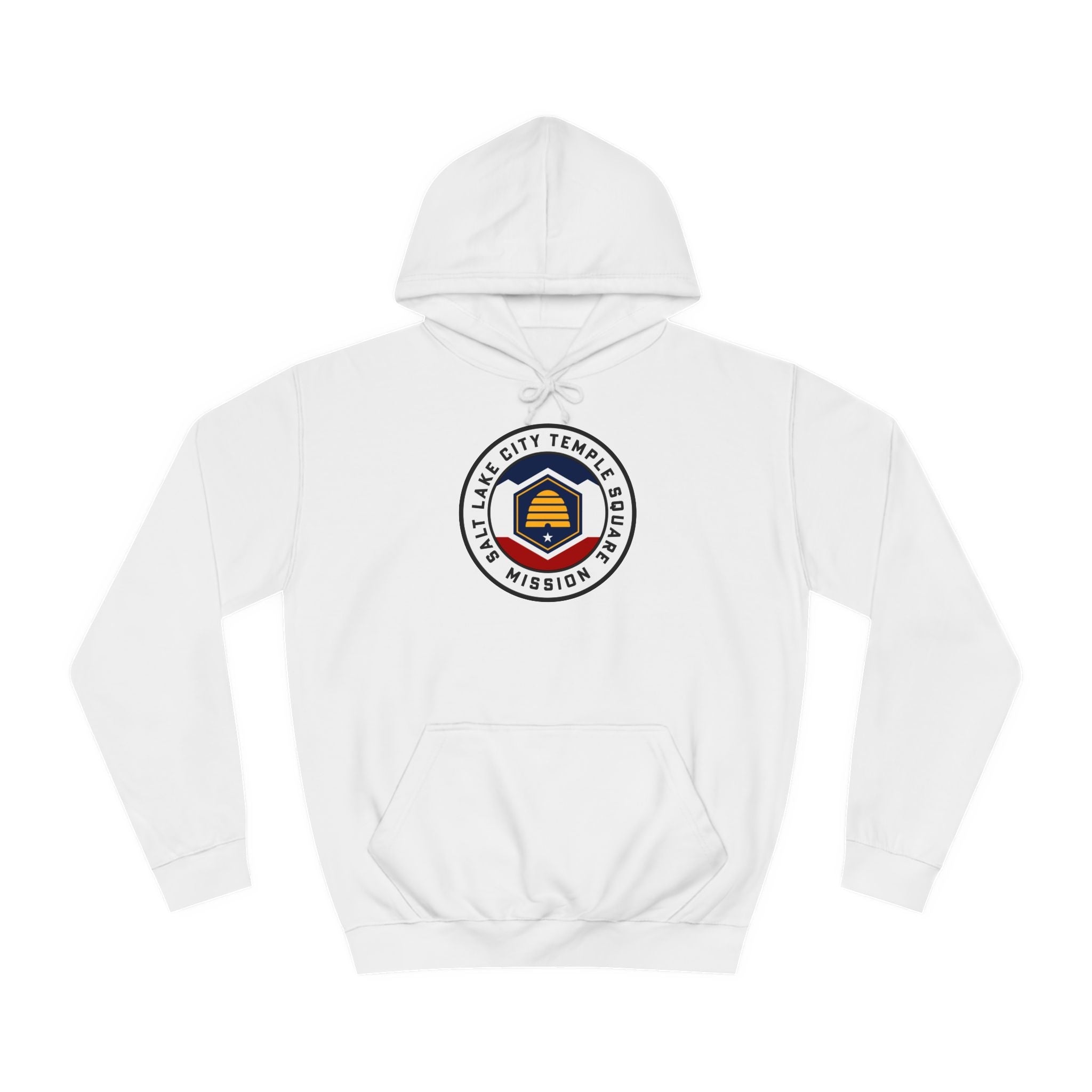 Utah Salt Lake City Temple Square Mission State Flag Logo (White Border) College Hoodie