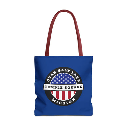 Utah Salt Lake City Temple Square Mission USA Flag Logo Tote Bag Blue - Latter-Day Saint LDS Missionary Gift - Book of Mormon