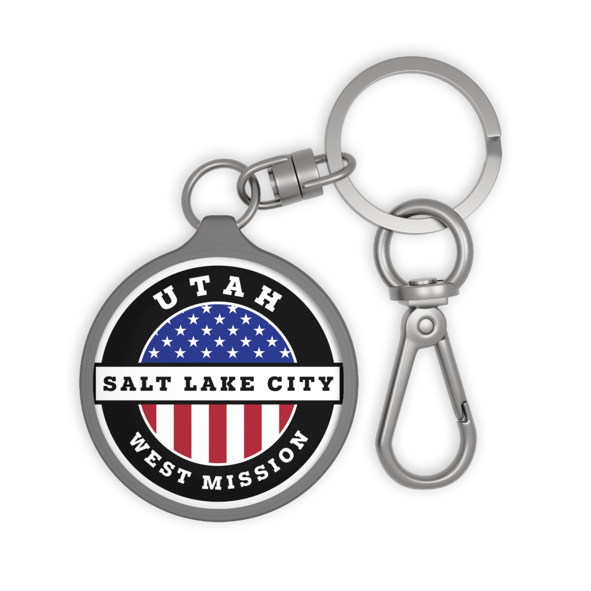 Utah Salt Lake City West Mission Circle Flag Key Tag - Latter-Day Saint LDS Missionary Gift - Book of Mormon