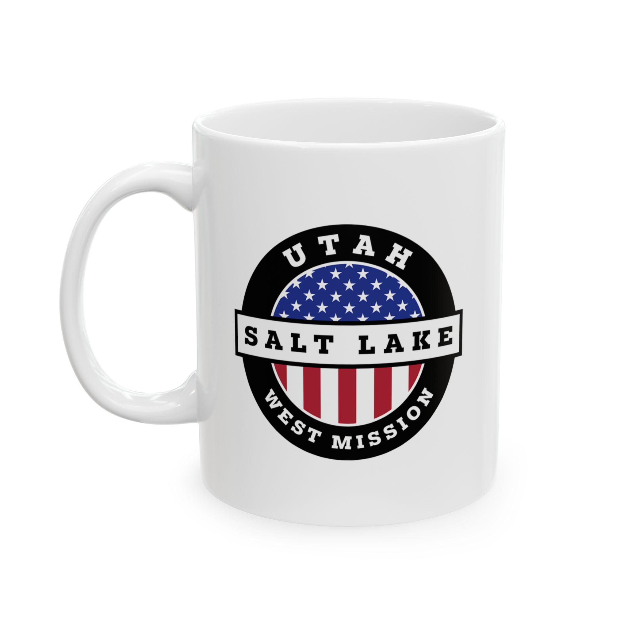 Utah Salt Lake City West Mission Circular Flag White Ceramic Mug - Latter-Day Saint LDS Missionary Gift - Book of Mormon