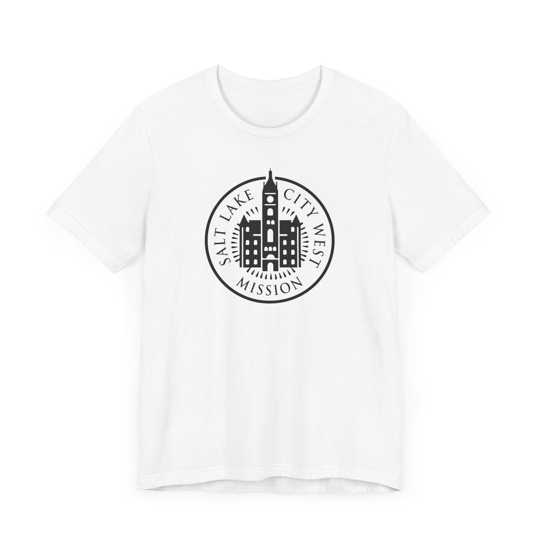 Utah Salt Lake City West Mission Circular Monochrome Logo T-Shirt - Latter-Day Saint LDS Missionary Gift - Book of Mormon