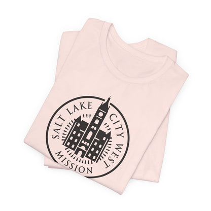 Utah Salt Lake City West Mission Circular Monochrome Logo T-Shirt - Latter-Day Saint LDS Missionary Gift - Book of Mormon