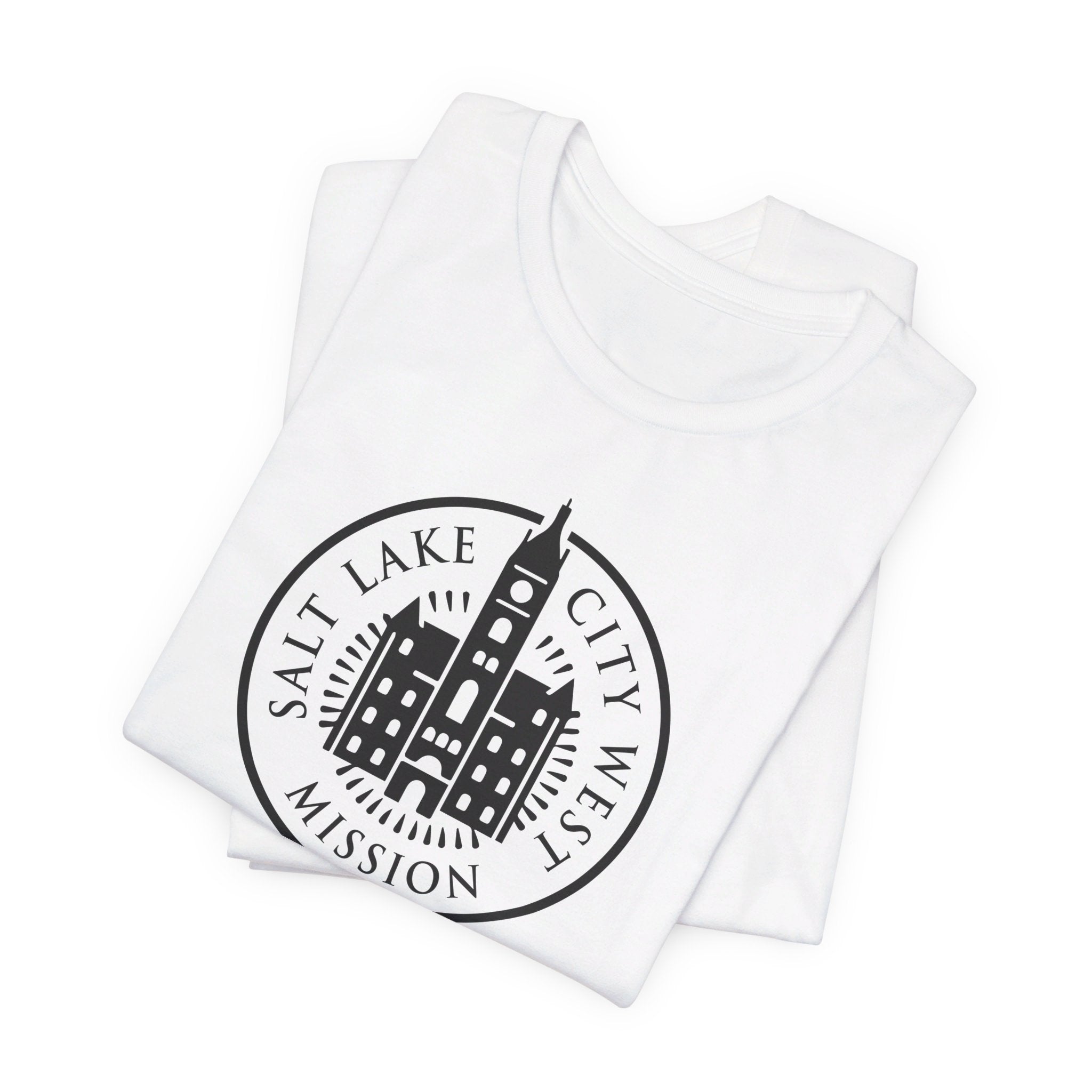 Utah Salt Lake City West Mission Circular Monochrome Logo T-Shirt - Latter-Day Saint LDS Missionary Gift - Book of Mormon