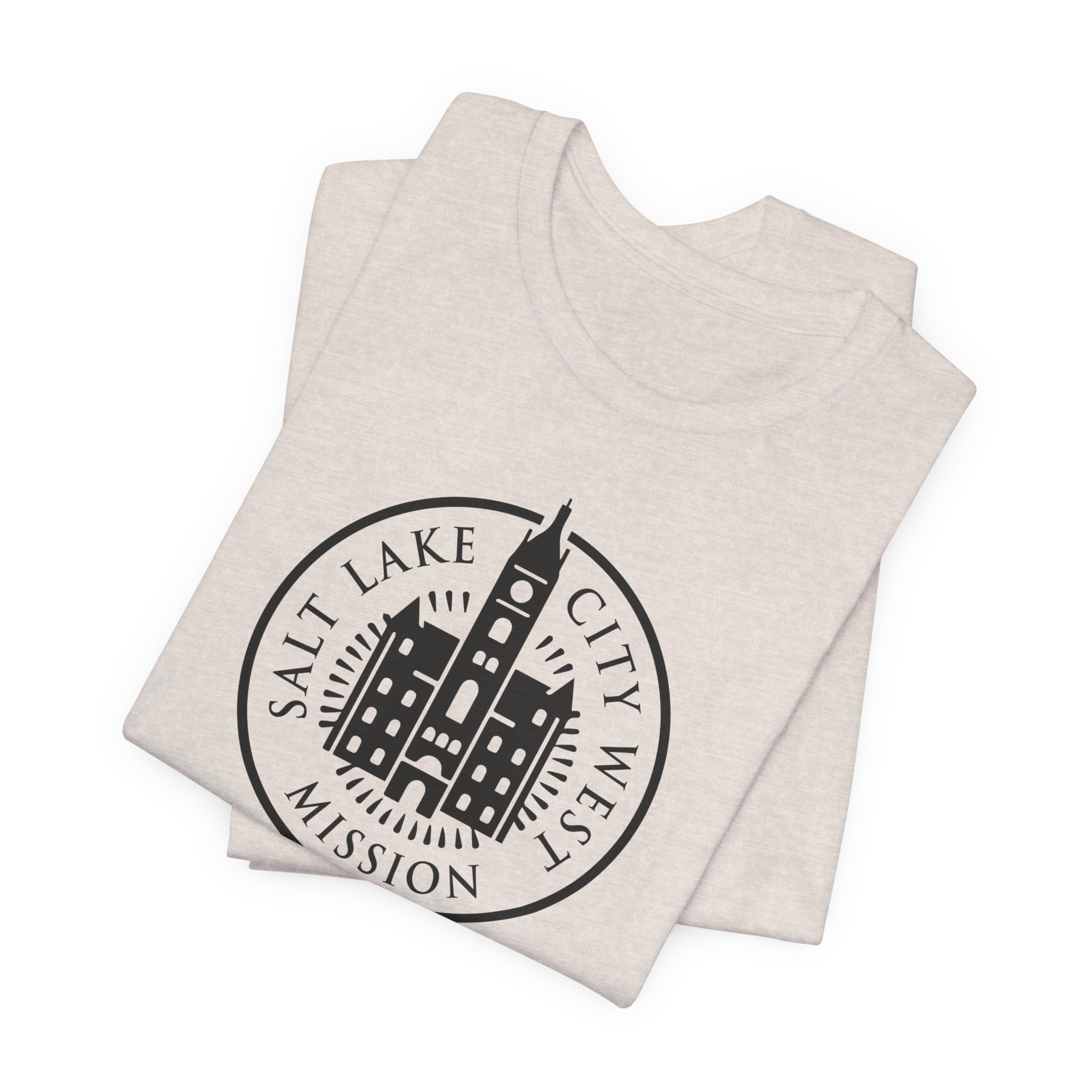 Utah Salt Lake City West Mission Circular Monochrome Logo T-Shirt - Latter-Day Saint LDS Missionary Gift - Book of Mormon