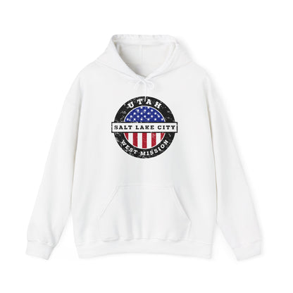 Utah Salt Lake City West Mission Circular USA Flag Hoodie - Latter-Day Saint LDS Missionary Gift - Book of Mormon