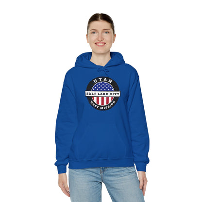 Utah Salt Lake City West Mission Circular USA Flag Hoodie - Latter-Day Saint LDS Missionary Gift - Book of Mormon