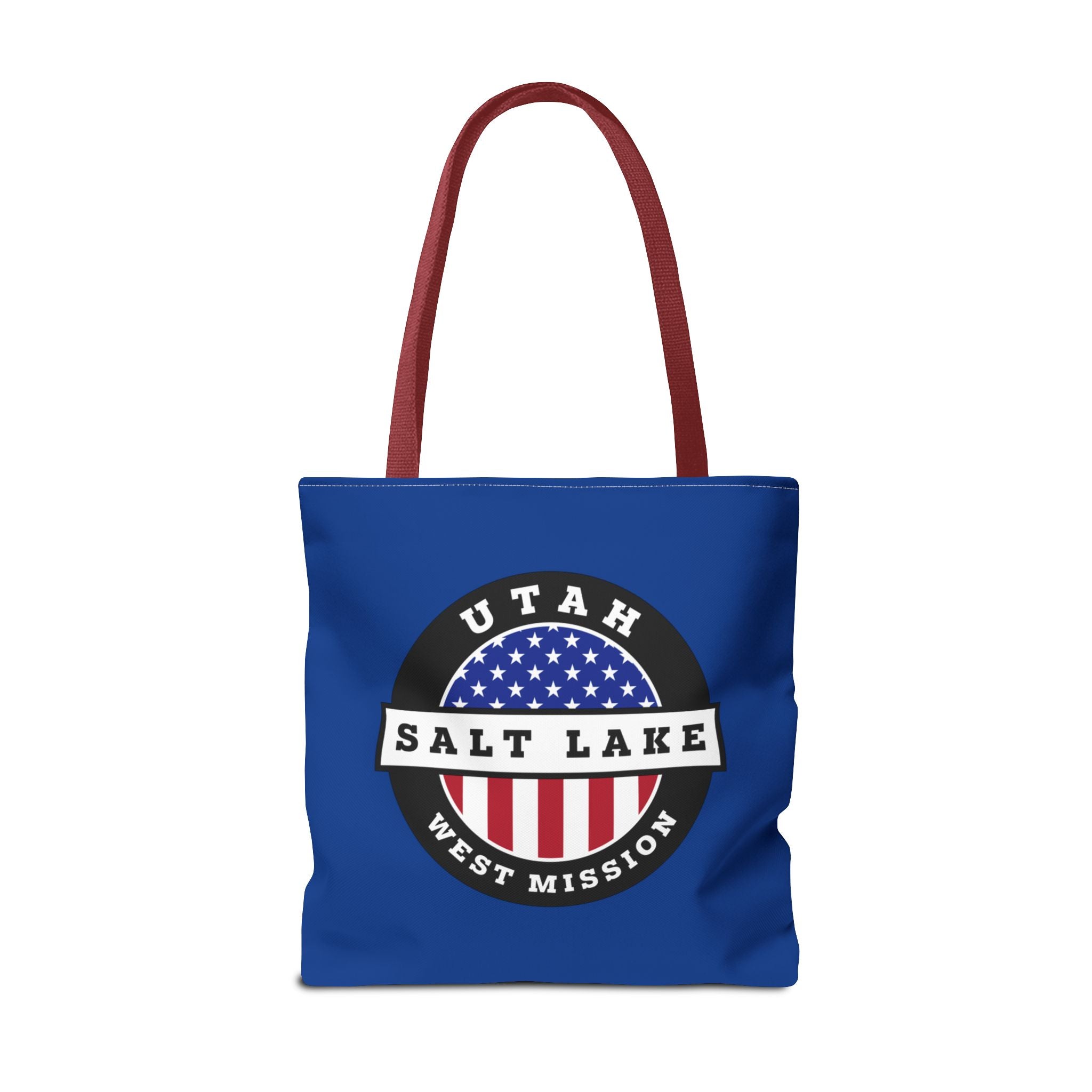 Utah Salt Lake City West Mission USA Flag Logo Tote Bag Blue - Latter-Day Saint LDS Missionary Gift - Book of Mormon