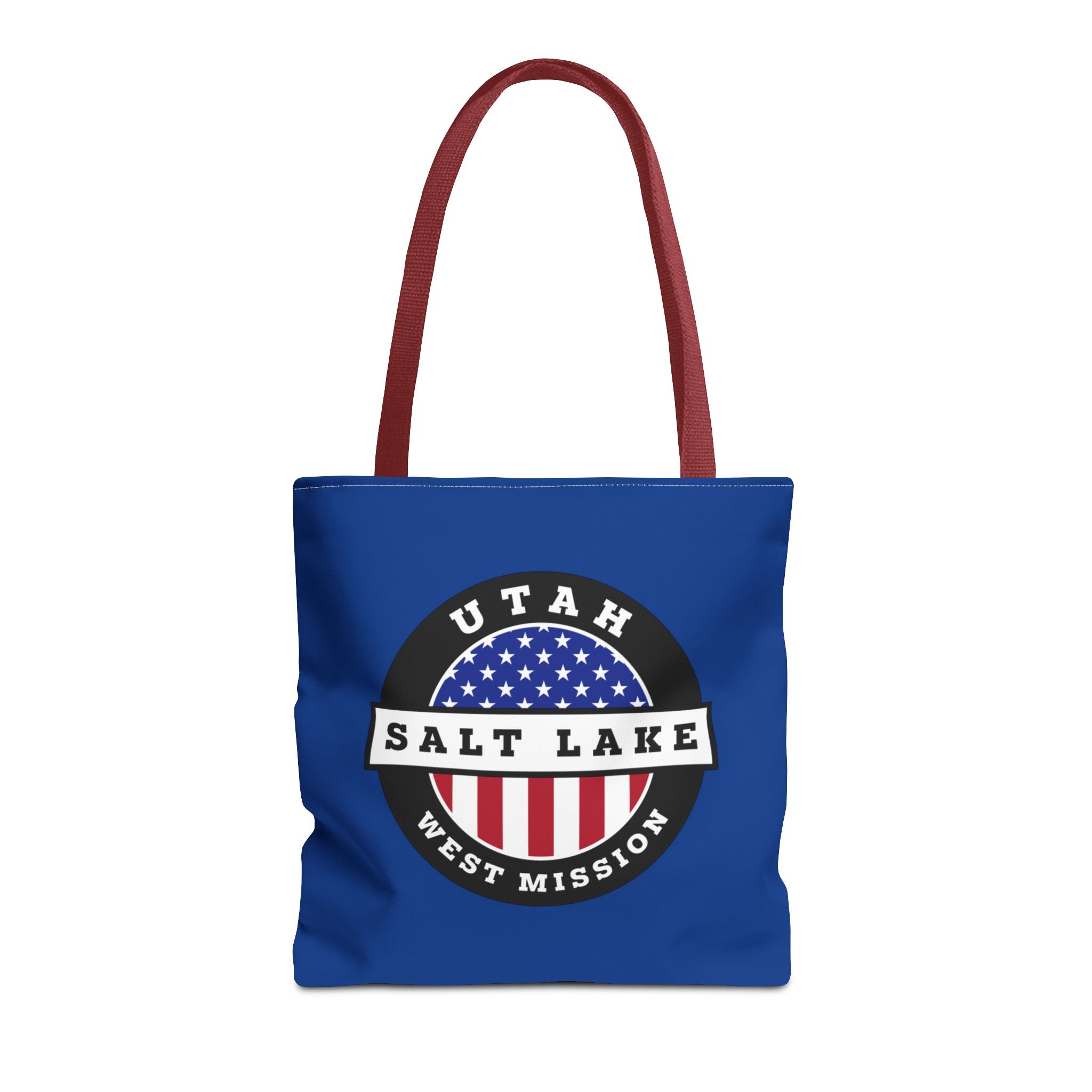 Utah Salt Lake City West Mission USA Flag Logo Tote Bag Blue - Latter-Day Saint LDS Missionary Gift - Book of Mormon