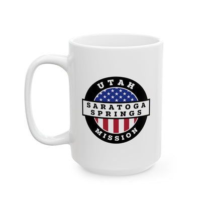 Utah Saratoga Springs Mission Circular Flag White Ceramic Mug - Latter-Day Saint LDS Missionary Gift - Book of Mormon