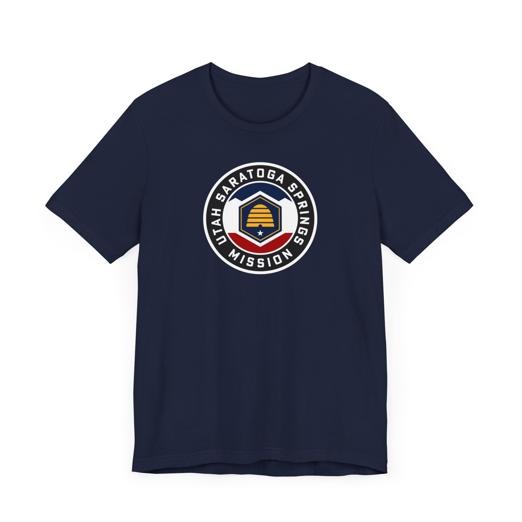 Utah Saratoga Springs Mission State Flag Logo (Black Border) T-shirt - Latter-Day Saint LDS Missionary Gift - Book of Mormon