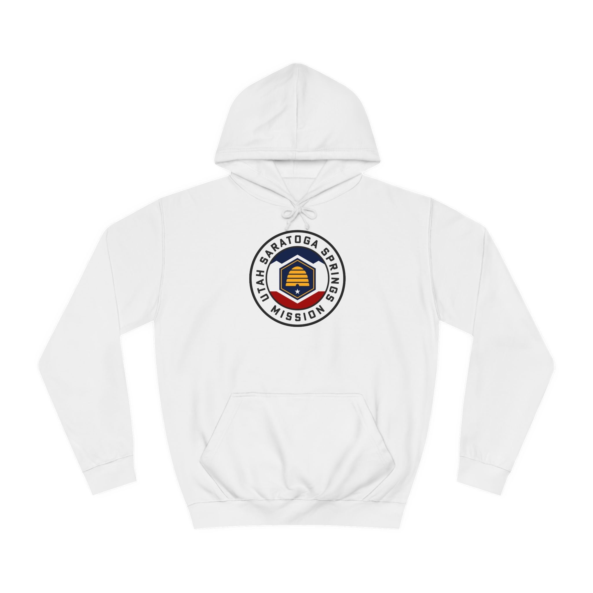 Utah Saratoga Springs Mission State Flag Logo (White Border) College Hoodie