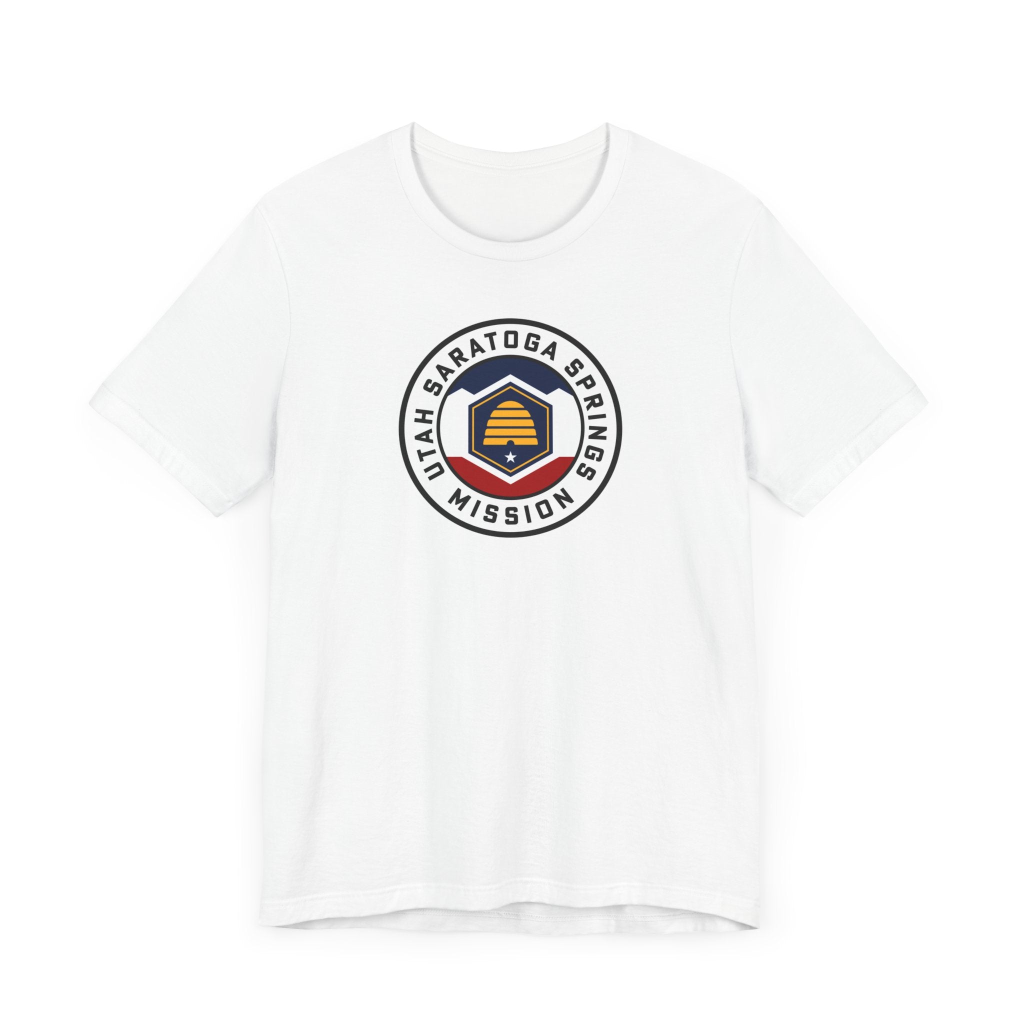 Utah Saratoga Springs Mission State Flag Logo (White Border) T-shirt - Latter-Day Saint LDS Missionary Gift - Book of Mormon