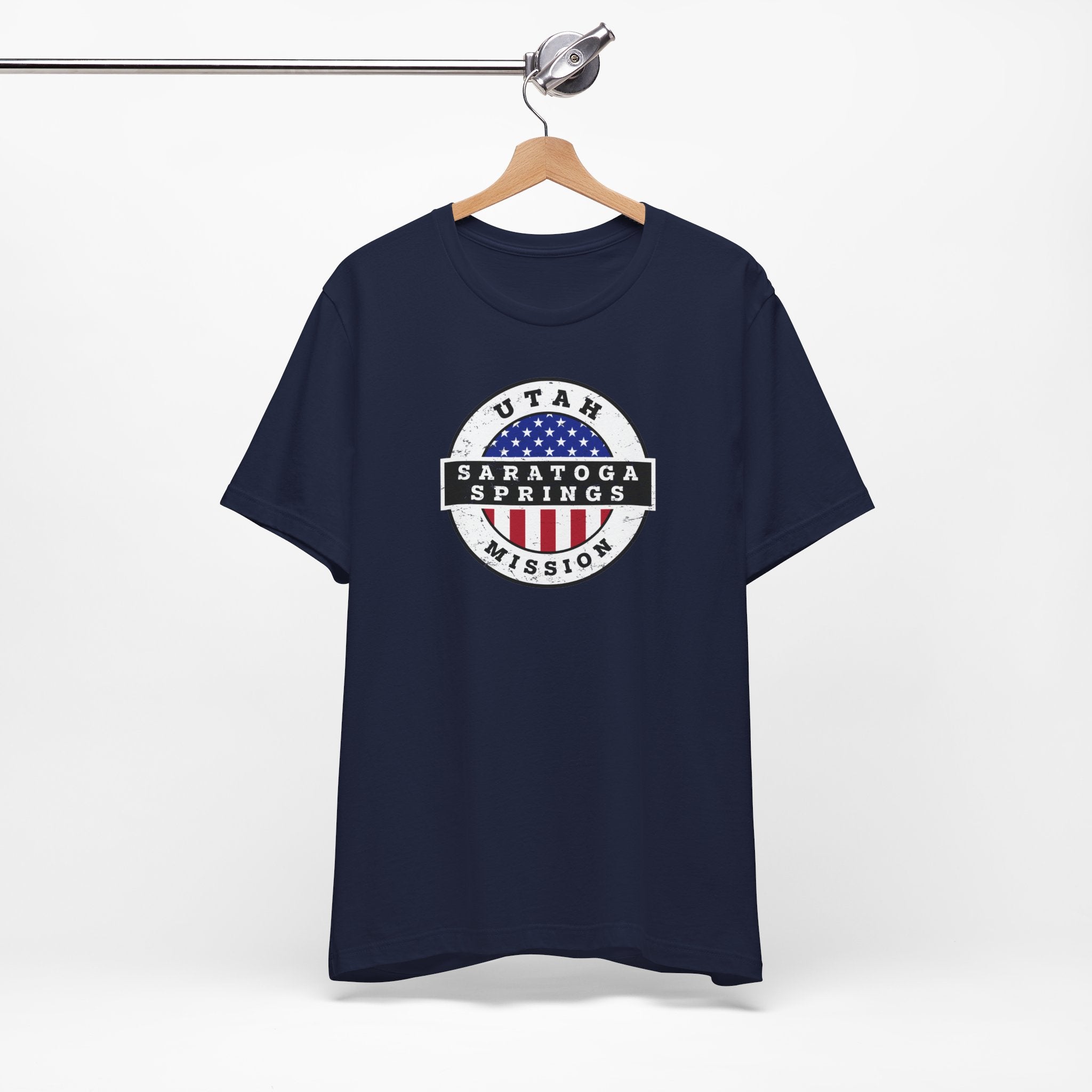 Utah Saratoga Springs Mission Vintage Circular USA Flag T-Shirt - Latter-Day Saint LDS Missionary Gift - Book of Mormon