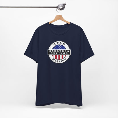 Utah Saratoga Springs Mission Vintage Circular USA Flag T-Shirt - Latter-Day Saint LDS Missionary Gift - Book of Mormon