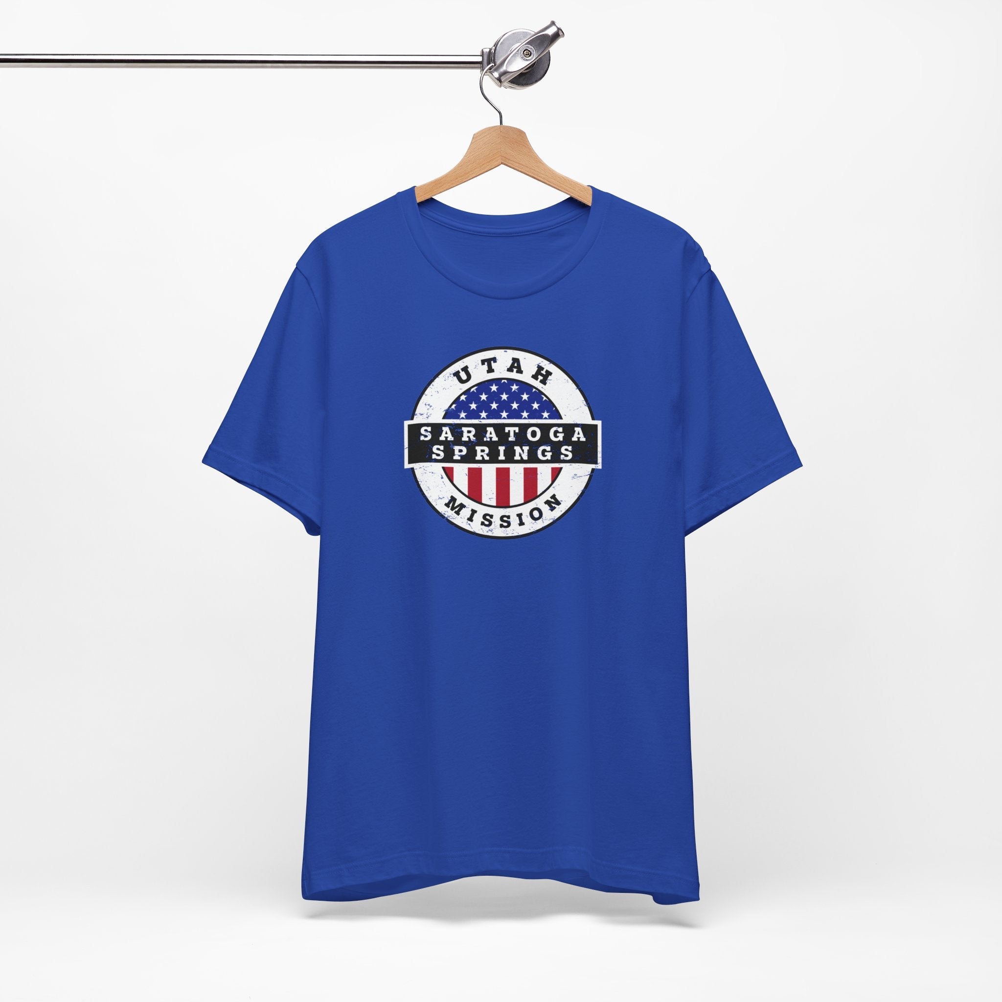 Utah Saratoga Springs Mission Vintage Circular USA Flag T-Shirt - Latter-Day Saint LDS Missionary Gift - Book of Mormon