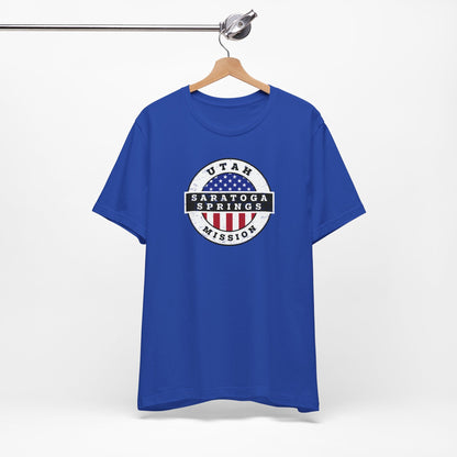 Utah Saratoga Springs Mission Vintage Circular USA Flag T-Shirt - Latter-Day Saint LDS Missionary Gift - Book of Mormon