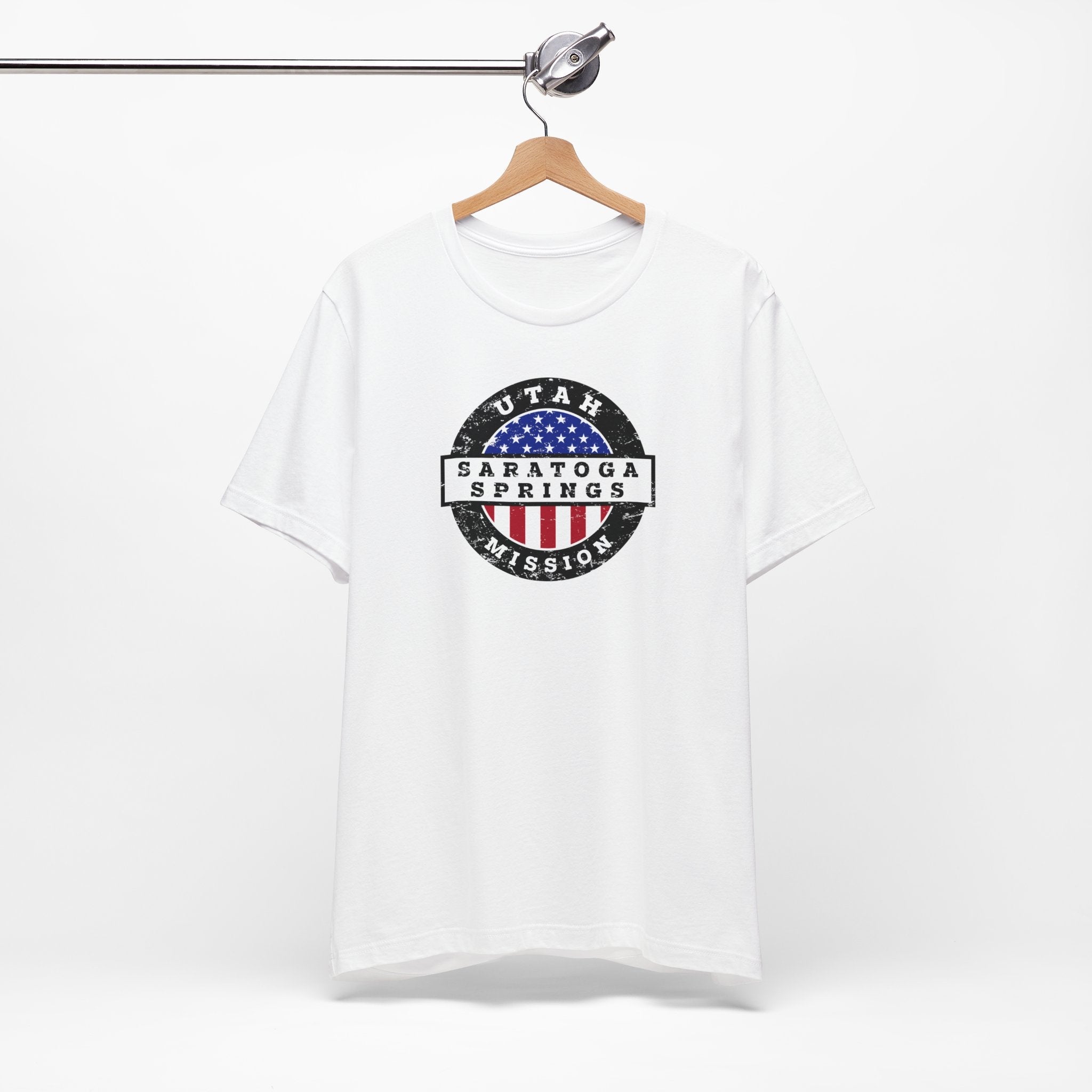 Utah Saratoga Springs Mission Vintage Circular USA Flag T-Shirt - Latter-Day Saint LDS Missionary Gift - Book of Mormon