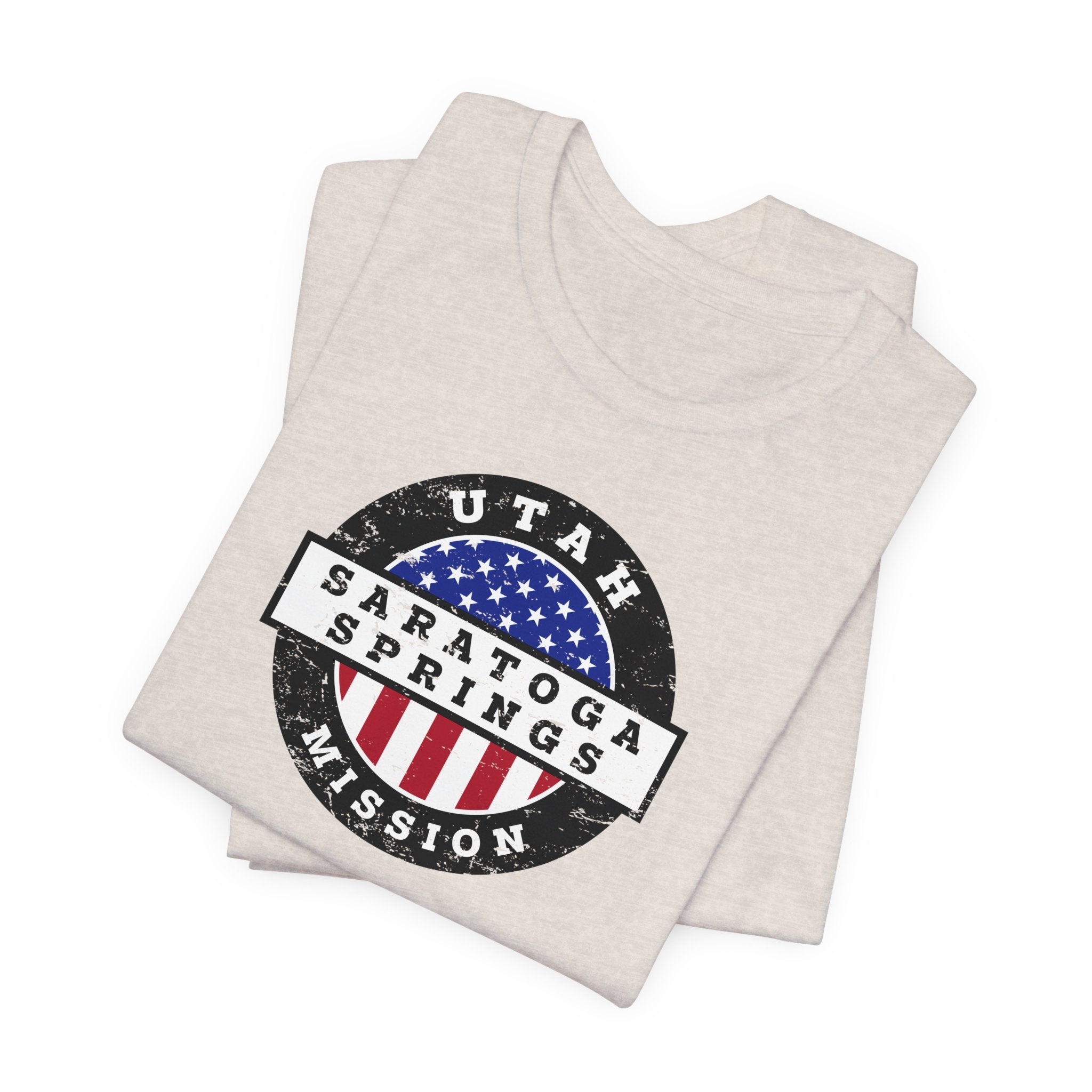 Utah Saratoga Springs Mission Vintage Circular USA Flag T-Shirt - Latter-Day Saint LDS Missionary Gift - Book of Mormon