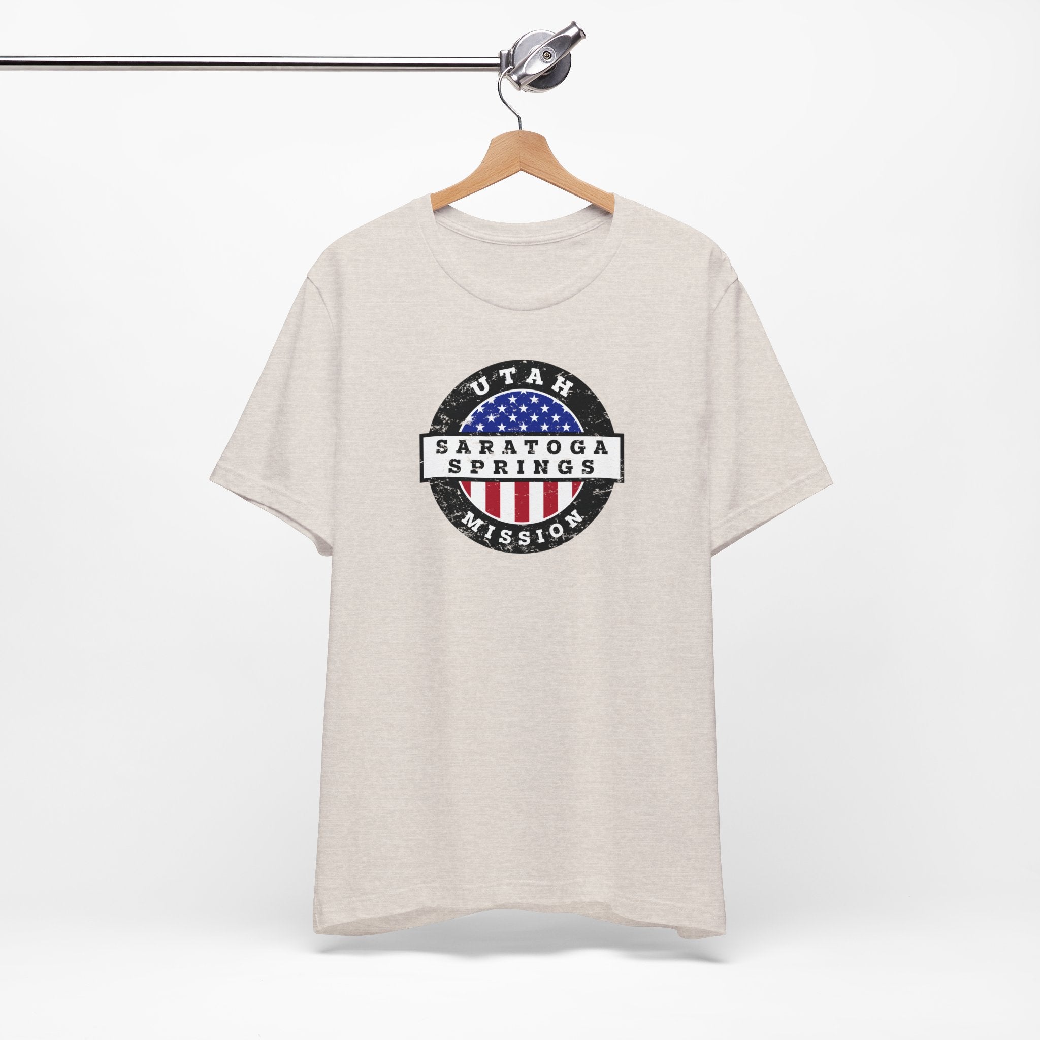 Utah Saratoga Springs Mission Vintage Circular USA Flag T-Shirt - Latter-Day Saint LDS Missionary Gift - Book of Mormon
