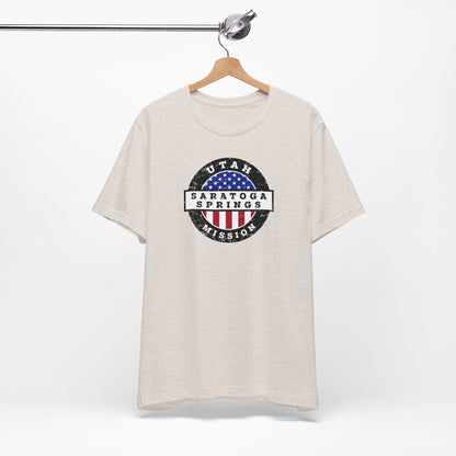 Utah Saratoga Springs Mission Vintage Circular USA Flag T-Shirt - Latter-Day Saint LDS Missionary Gift - Book of Mormon