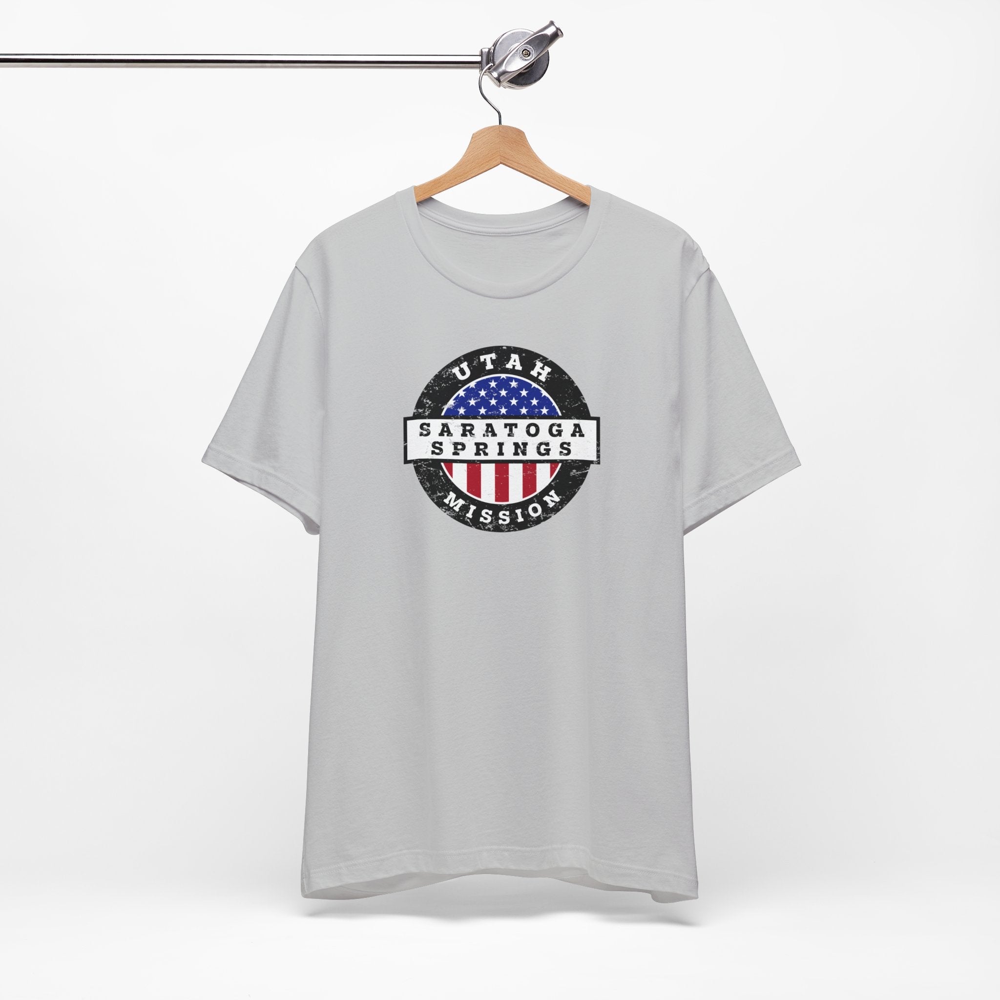 Utah Saratoga Springs Mission Vintage Circular USA Flag T-Shirt - Latter-Day Saint LDS Missionary Gift - Book of Mormon
