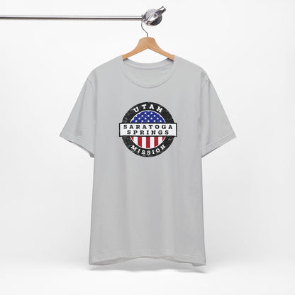 Utah Saratoga Springs Mission Vintage Circular USA Flag T-Shirt - Latter-Day Saint LDS Missionary Gift - Book of Mormon