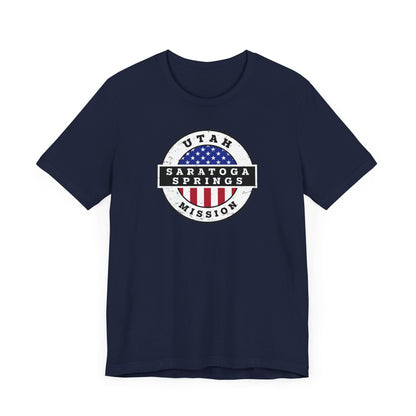 Utah Saratoga Springs Mission Vintage Circular USA Flag T-Shirt - Latter-Day Saint LDS Missionary Gift - Book of Mormon