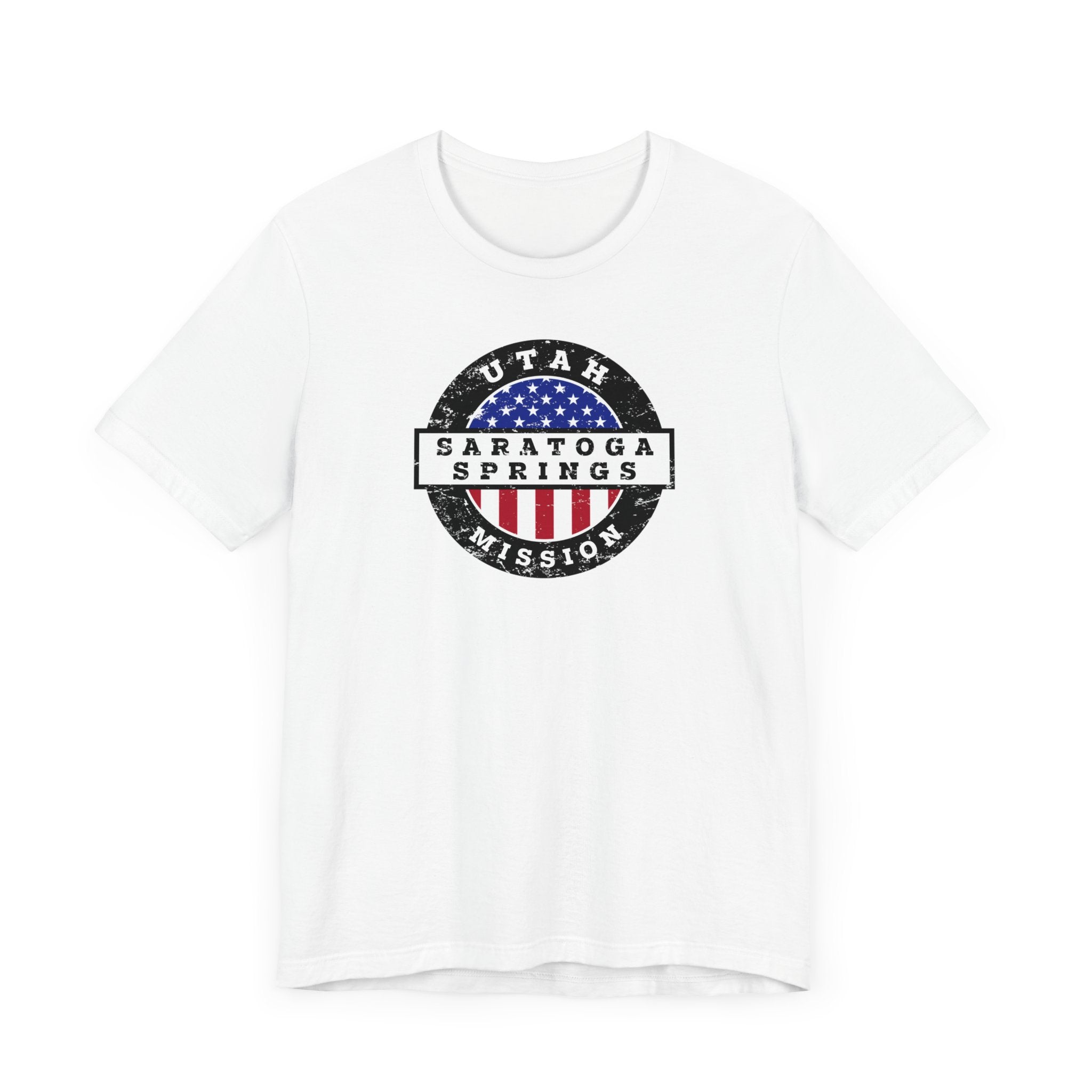 Utah Saratoga Springs Mission Vintage Circular USA Flag T-Shirt - Latter-Day Saint LDS Missionary Gift - Book of Mormon